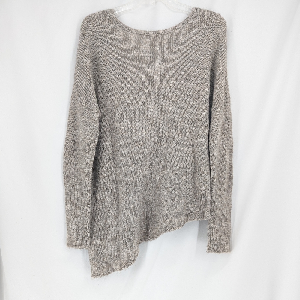 Helmut Lang Taupe Marled Asymmetrical Alpaca Camel Hair Sweater Size Large - Picture 2 of 7